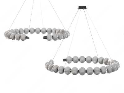 现代串珠灯笼环形吊灯3D模型下载